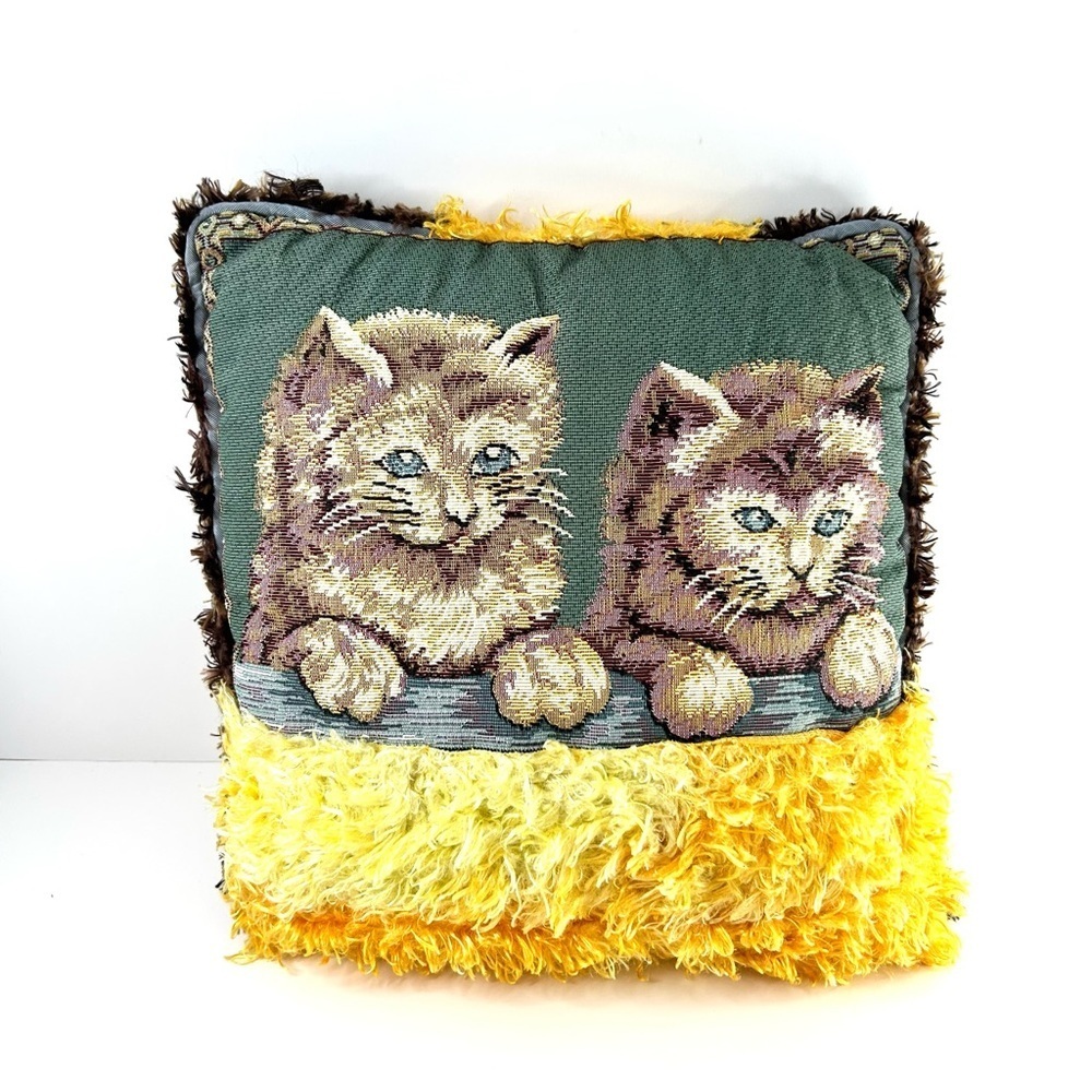 Handcrafted Upcycled Cat Pillow 12 x 12